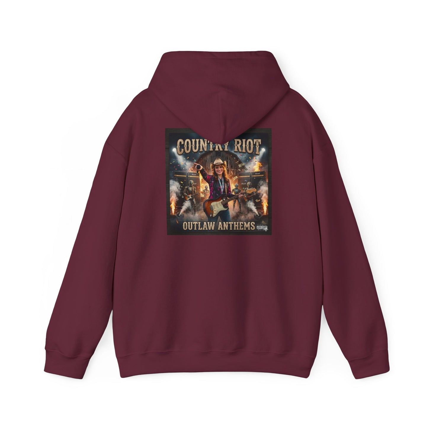 Country Riot Outlaw Anthem Hoodie — Vibe + Music Neon Graphic - MatracAI Vibe Music Album Hoodie