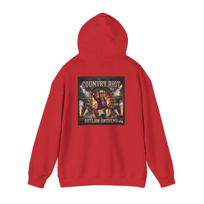 Country Riot Outlaw Anthem Hoodie — Vibe + Music Neon Graphic - MatracAI Vibe Music Album Hoodie