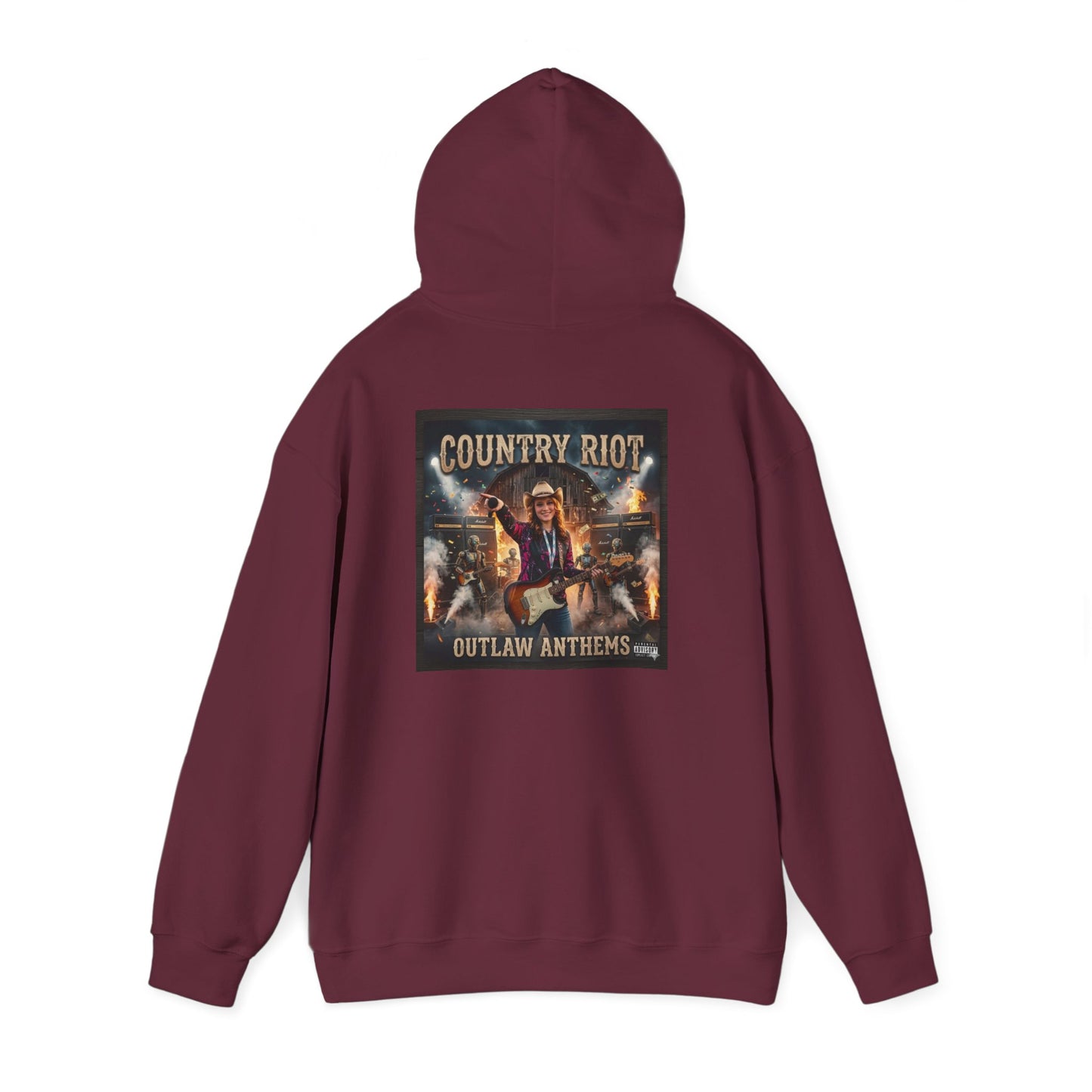 Country Riot Outlaw Anthem Hoodie — Vibe + Music Neon Graphic - MatracAI Vibe Music Album Hoodie