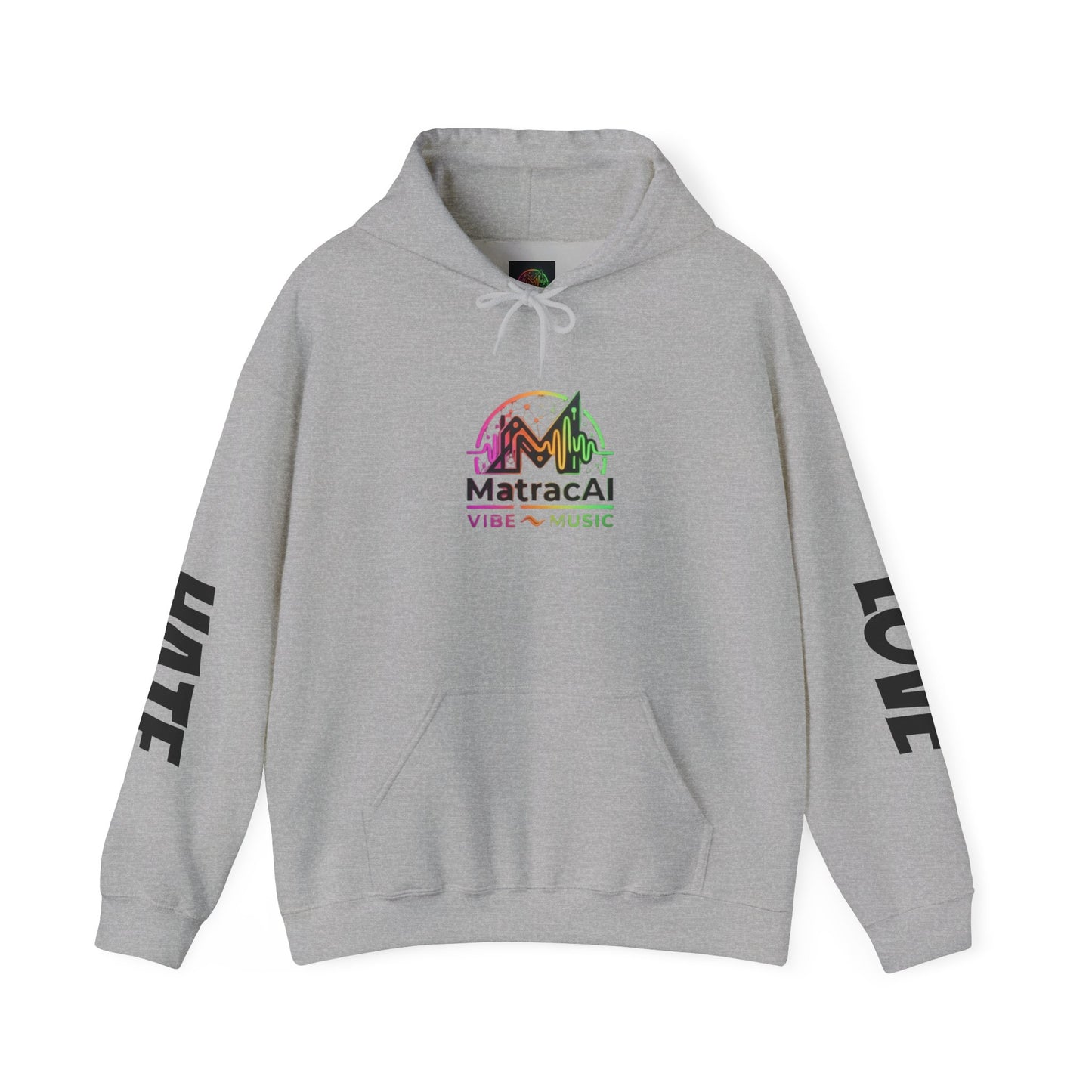 Love/Hate Music Hoodie — MatrcaAI Vibe & Music Logo Pullover